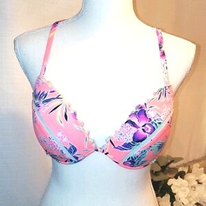 Shade & Shore Swim Top Pink Floral | Size 36 C